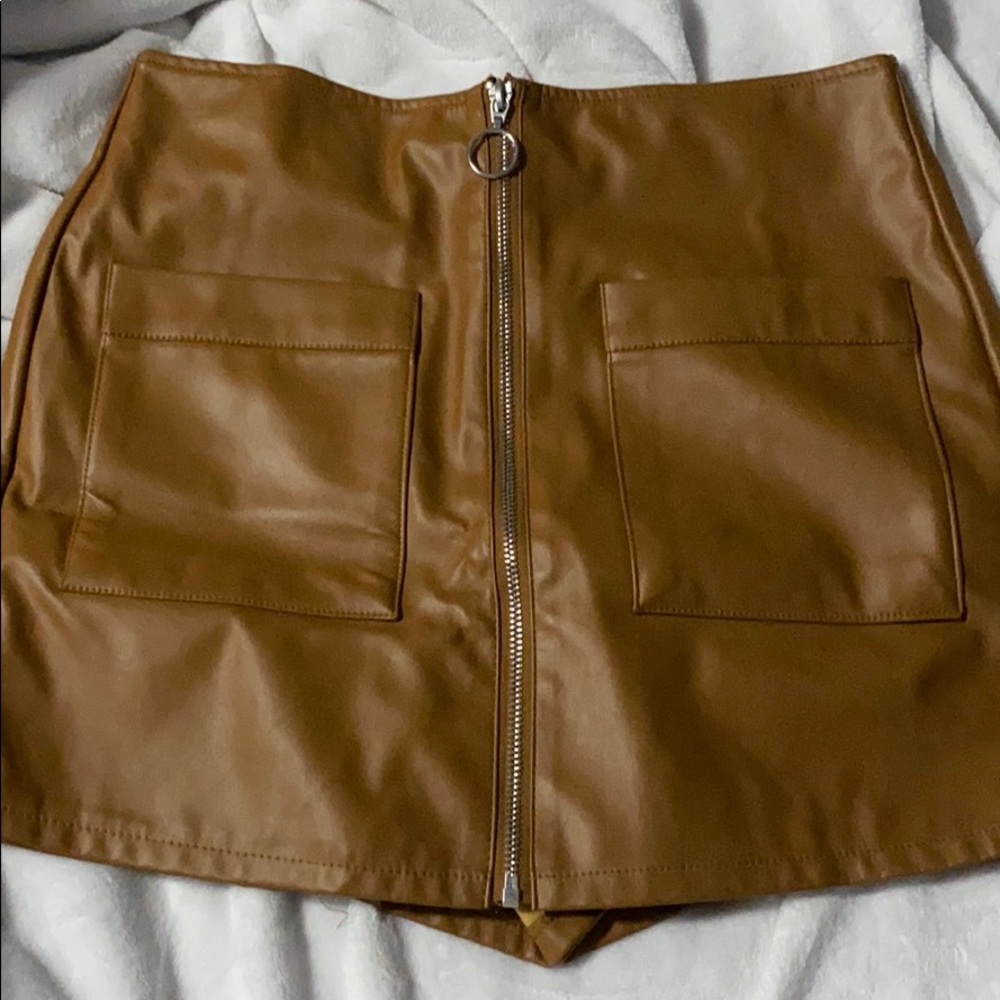 Brown leather skirt